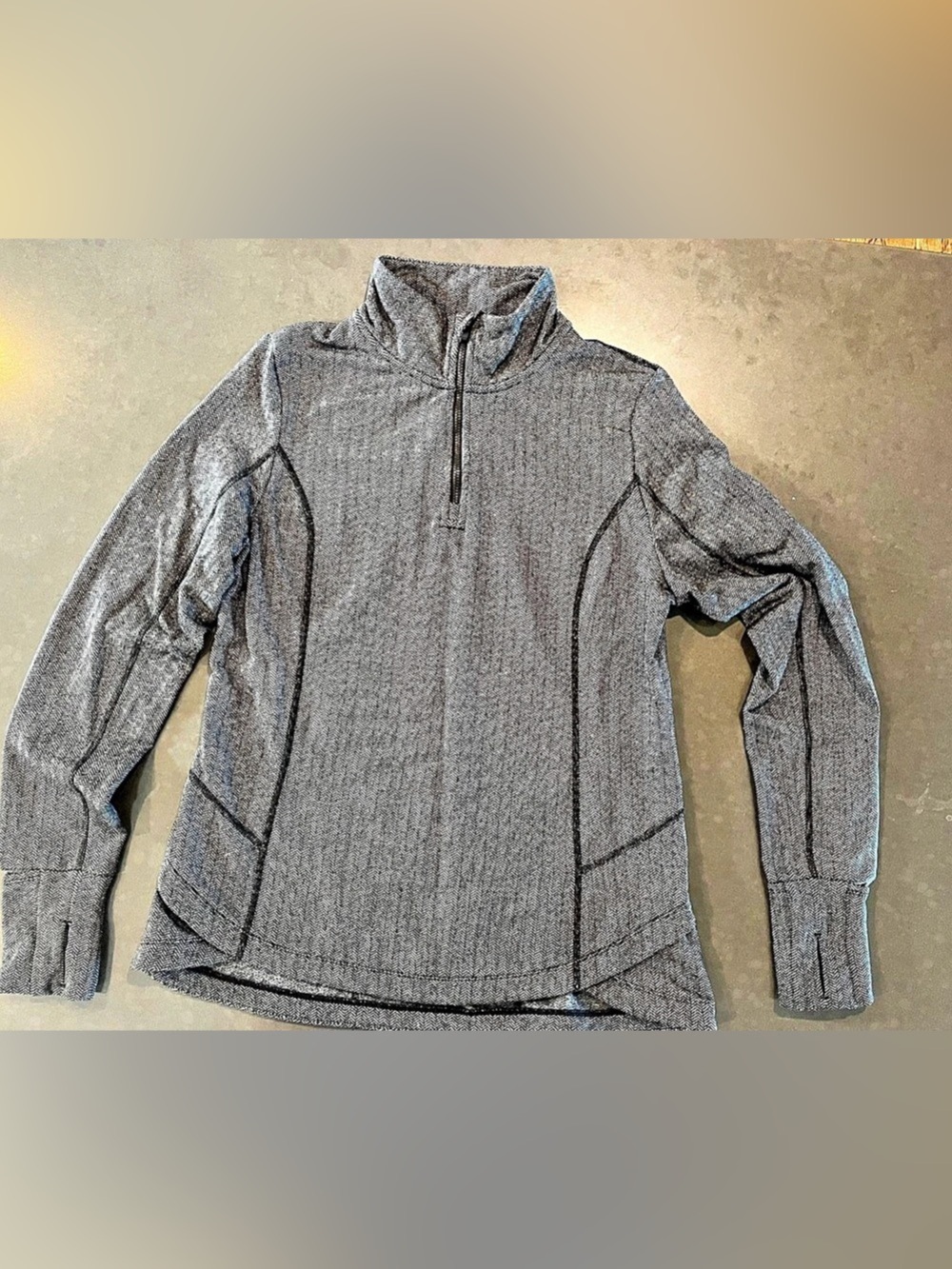 MONDETTA Women's Quarter-Zip Geometric Top Gray Large Like New
